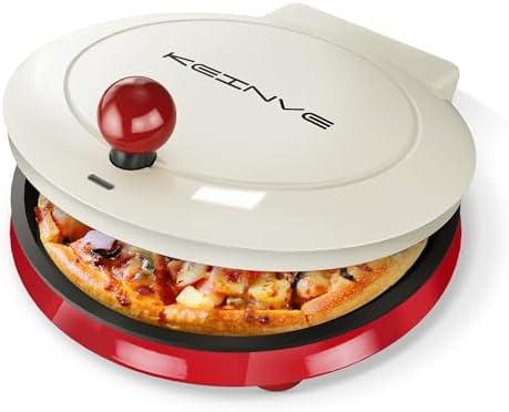 KEINVE 1000W Electric Griddle, 2-in-1 Indoor Griddle and Pizza Maker, 8.5&#34; 180° Open Nonstick Plate for Quesadilla, Panini, Crepe and More