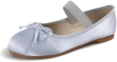 JOEupin Women&#39;s Pink Ballet Flats with Bow - Comfortable &amp; Lightweight Shoes  Ballet Flats with Strap  Non-Slip Sole &amp; Cushioned Arch Support Slip-On Shoes for Wedding\/Work