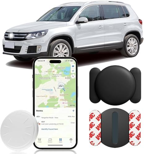 GPS Tracking Device for Cars,Work with Apple Find My (iOS Only),GPS Tracker Device for Vehicles with Magnetic Waterproof Case (Black,1PCS)