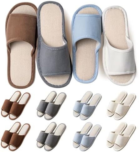 8 pairs disposable hospitality slippers, home slippers, open-toe indoor slippers, comfortable and washable, multi-color leisure spa slippers, suitable for home, hotel, travel