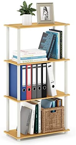 Furinno (99557BE\/WH) Turn-N-Tube 4-Tier Multipurpose Shelf Display Rack - Beech\/White