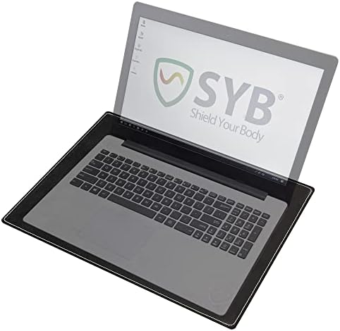 Shield Your Body - With SaferBody ™  Laptop pad, radiation shielding and insulation pad, EMF blocker laptop pad, can accommodate up to 14 inches (approximately 35.1 x 27.2 cm), dark black PU leather c