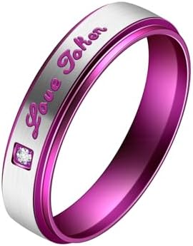 Hipunk Couple\u006#9; S Love Token Stainless Steel Ring - Forever Love Romantic Wedding Engagement Promise Ring Suitable for Men and Women in Blue, Gold, and Purple