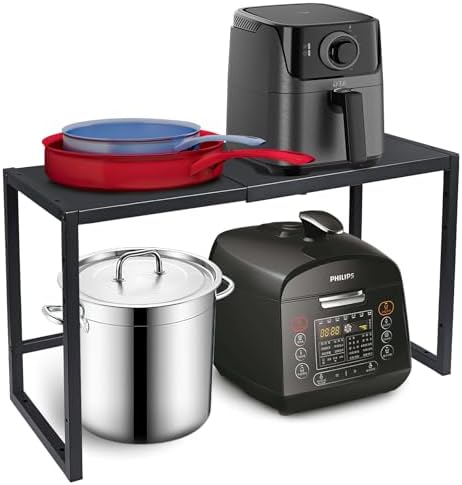 Expandable Metal Storage Shelves,110LBS Heavy Duty Shelving Units and Storage For Small Appliance, Adjustable Metal Storage Shelf Rack For kitchen Cabinet Closet Pantry Warehouse Garage,Patent Pending