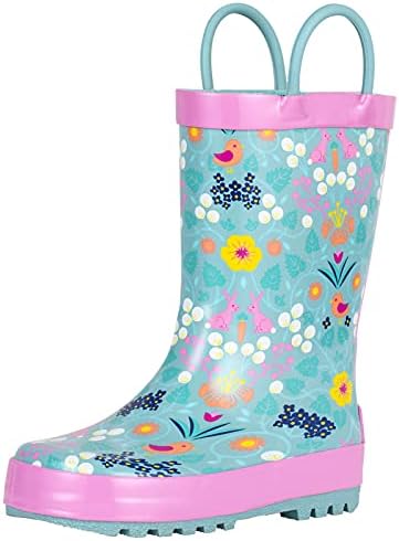 landchief Toddler Rain Boots, Kids Rain Boots Waterproof Rubber Boots for Girls and Boys with Fun Patterns and Easy-On Handles