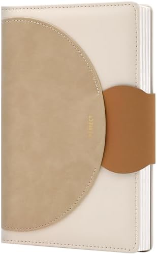 CAGIE Lined Journal for Women, 100GSM Leather Journals for Writing with Buckle Closure,A5 Hardcover Diary Journaling Notebooks for Business Work School Note Taking 5.9&#34; x8.59 (Brown)