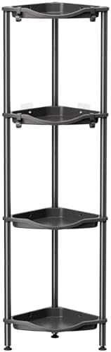 Lifewit 4 Tier Floor Standing Shower Caddy Corner, Plastic Bathroom Organizer Shelf Rack for Storage Shampoo, Body Wash Care, Skincare, Black