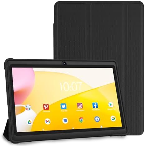 NEWISION 7 Inch Tablet with Case, Quad Core Android 13 Tablets, 4GB RAM 32GB ROM 512GB Expand, 1024x600 IPS HD Display, 3500mAh,Dual Camera, USB C Tablet PC (Black)
