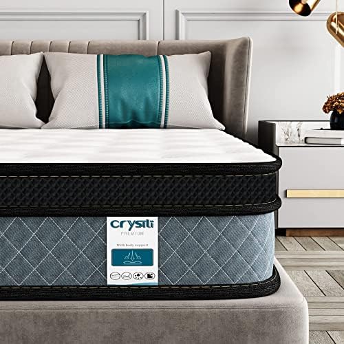 Crystli Full Mattress, 10 Inch Memory Foam Mattress with Innerspring Hybrid Full Size Mattress in a Box Pressure Relief &amp; Supportive Double Mattress 100-Night Trial 10-Year Support