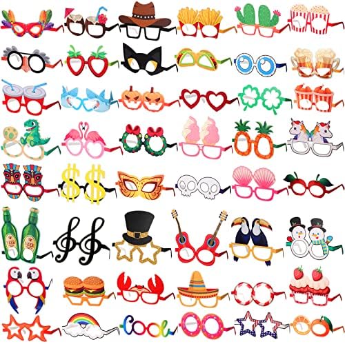 48 Pcs Luau Party Eyeglasses Funny Hawaiian Glasses Luau Paper Sunglasses Bulk Fancy Photo Booth Props for Kids Adults Luau Party Decoration Summer Beach Favor Supplies