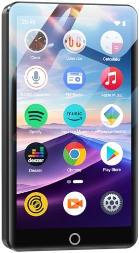 96GB MP3 Player with Bluetooth and WiFi, 4.02&#34; Touchscreen Android Mp4 Mp3 Player with Spotify, Audible, Amazon Music, Deezer, Portable Music Player with Built-in Speaker, FM Radio, E-Book