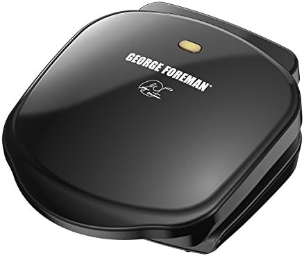George Foreman 2-Serving Classic Plate Electric Indoor Grill and Panini Press, Black, Small Compact Size, GR10B