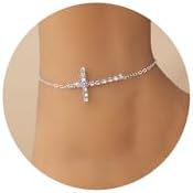 Silver Ankle Bracelets for Women, Adjustable Rhinestone Pendant Tennis Anklet, Butterfly Heart Infinite Diamond Summer Beach Foot Chain Jewelry Gifts