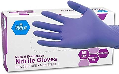 MedPride Powder-Free Nitrile Exam Gloves, Iris Blue, Medium, Box\/100
