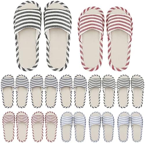 Suhine 12 Pairs House Slipper for Guests Open Toe Spa Slippers Non Slip Indoor Comfortable Breathable Home for Travel Guests Hotel Home Bedroom Unisex