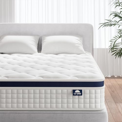 Crystli Full Mattress, 10 Inch Full Size Mattress Bed in A Box, Medium Firm Hybrid with Zero Pressure Foam, Innerspring for Pressure Relief, CertiPUR-US Certified