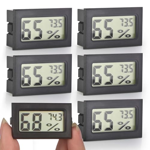 Mini Digital Thermometer Hygrometer, 6 Pack Room Thermometer Indoor Humidity Meter LCD Display Fahrenheit (℉) for Greenhouse, Garden, Humidors, Cellar
