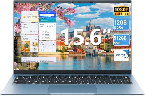 Naclud Laptops, 15.6 Inch Laptop Computer, 12GB DDR4 512GB SSD with Celeron N5095A Processor, FHD 1920x1080 Win 11 Notebook, 52WH Battery, 180° Viewing, Type-C, HDMI, USB 3.2, 5G WiFi, BT5.0(Gray)