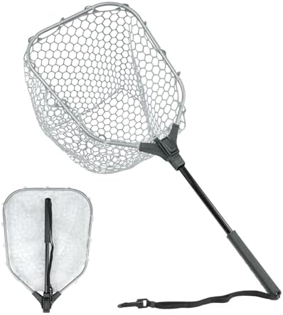 Black Paw Floating Fly Fishing Net, Rubber Fishing Net for Trout, Foldable Extendable Fish-Friendly Design for Safe Catch and Release