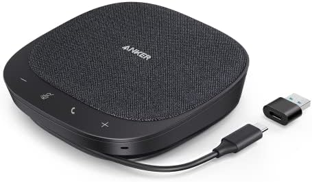 Anker PowerConf S330 USB Speakerphone, Conference Microphone for Home Office, Smart Voice Enhancement, Plug and Play, 360° Voice Coverage, Powerful Sound, Desktop PC Speaker, Online Meetings