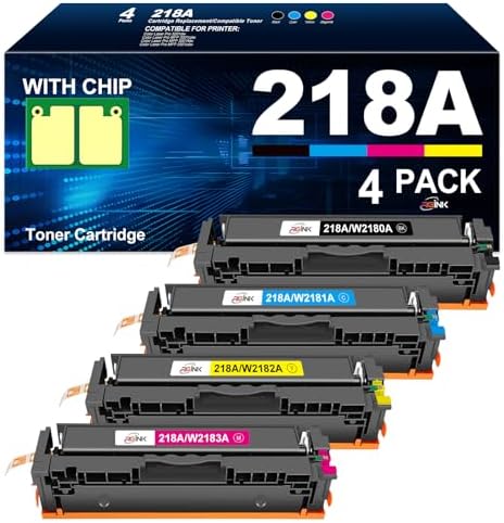 218A 218X Toner Cartridges 3301fdw (with Chip) Compatible Replacement for HP 218A Toner Cartridges 4 Pack use with HP Color Laserjet Pro MFP 3301fdw 3301sdw 3301cdw 3201DW, High Yield Set (4 Pack)