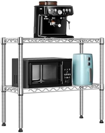 MZG 220 lbs 2 Tier Storage Rack Metal Wire Shelving Unit, Storage Standing Household Shelf Organizer for Laundry Bathroom Kitchen Pantry Closet Garage Utility Room, Chrome 11.8&#34; D x 27.6&#34; W x 