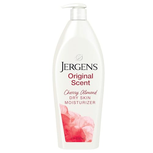 Jergens Original Scent Dry Skin Body Lotion, Hand and Body Moisturizer, Cherry Almond Essence, Dermatologist Tested, 21 Oz