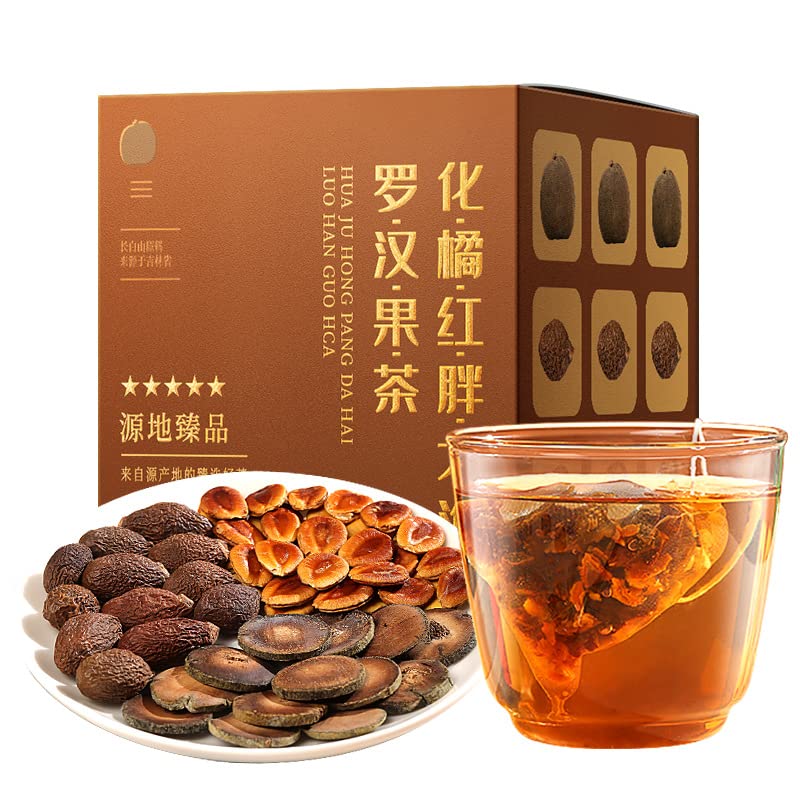 化橘红胖大海罗汉果茶30g Pan da hai, Siraitia grosvenorii, Huajuhong Mixed tea