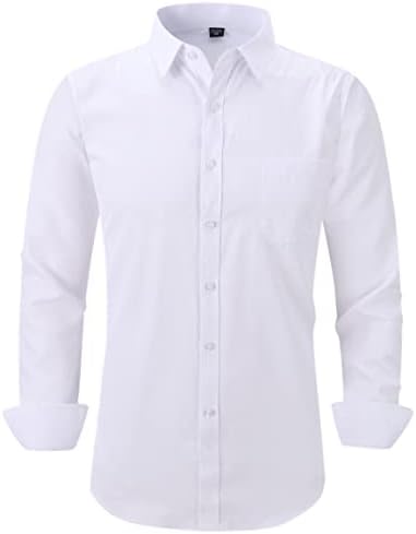 Long Sleeve Dress Shirts for Men - Regular-Fit Casual Button-Down Shirt with Pockets