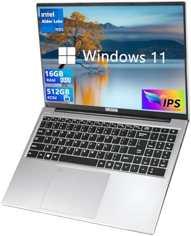 FUNYET 16 Inch Gaming Laptop, Laptop Computer 2025 Windows 11 Pro, 16GB RAM 512GB SSD, Intel 12th Gen N95 Processor(up to 3.4GHz), Backlit Keyboard, Fingerprint Unlock, FHD 1920 * 1200
