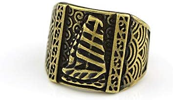 QianKao Chinese style retro pure copper handmade ring men's ancient smooth sailing ring ring classical personality first