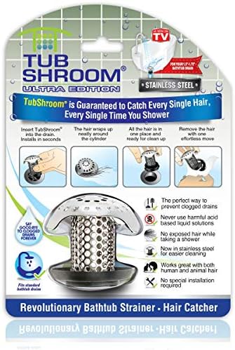 TubChrome Ultra Revolutionary Bathtub Drainage Protection Hair Collector/Filter/Small Drum Stainless Steel, Set of 1, Silver