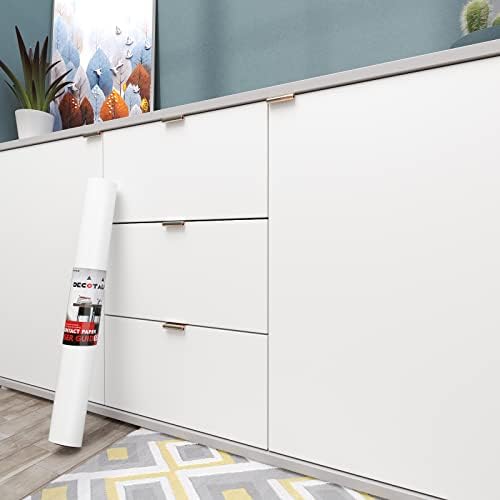 Decotalk White Contact Paper White Peel and Stick Wallpaper Self Adhesive SolidWhite Contact Paper for Cabinets 17.7&#34;x120&#34; Matte Vinyl Wrap Solid Color Wallpaper for Bedroom Removable Thick