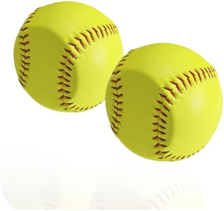 K KHLOK-12-Inch Leather Flat Training Practice Ball - Durable Spin Right Softball Spinner Pitching Pitcher Trainer Training Aid-2 Pack