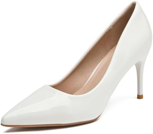 WUIWUIYU Womens High Heels Shiny Lovely Colors Pointed Toe Dress Work Wedding Pumps Bridal Heeled Court Shoes Stiletto Pumps