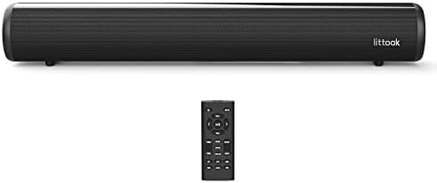 LITTOAK HDMI Sound Bar for TV, Bluetooth Small TV Soundbar Speaker, Optical\/HDMI\/Aux\/Coax\/USB\/Bluetooth Connection for TV, PC, Projectors, Includes Remote Control, 16 inch