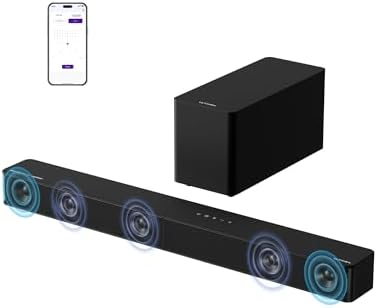 ULTIMEA 5.1CH Surround Sound Bar with Subwoofer, Dolby Atmos, VoiceMX, BassMX, APP, 300W Soundbar for Smart TV, Home Theater Surround Sound System for TV, BT 5.4, Poseidon M60 (2025 Model)