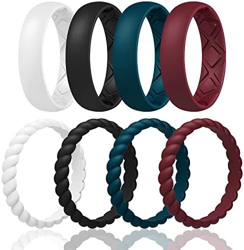 Egnaro Women&#39;s Wedding Bands, Silicone Stacking Rings for Her, Rubber Inner Arc Ergonomic Breathable Design