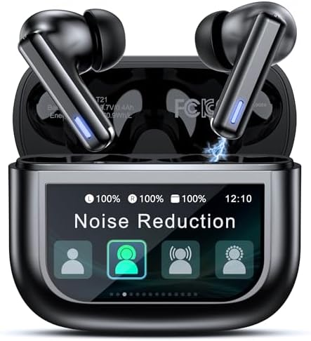 Wireless Earbuds Bluetooth Headphones, Ear Buds with Touch Screen, ANC ENC Noise Cancelling Transparency Mode, 40H Stereo Deep Bass, IPX7 Waterproof, Clear Calls, 5 EQ for iOS Android (Black)