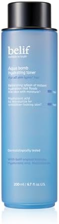 belif Aqua Bomb Hydrating Toner with Niacinamide &amp; Hyaluronic Acid, Lightweight and Refreshing Toner for Instant Hydration, Skin Barrier Repair, and Glowing Skin for All Skin Types, Korean Skin Ca