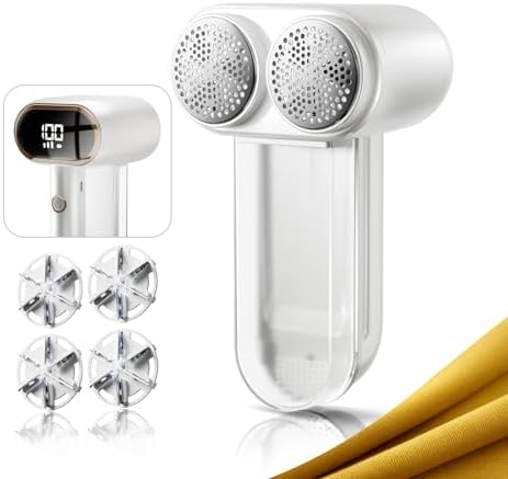 Supenjoy Double Head Fabric Shaver, Rechargeable Electric Fleece Remover, 3-speed Fleece Shaver, and 165ml Large Capacity Dustproof Box, Used as a Fleece Remover for Wool, Jackets, Sofas, and Furnitur