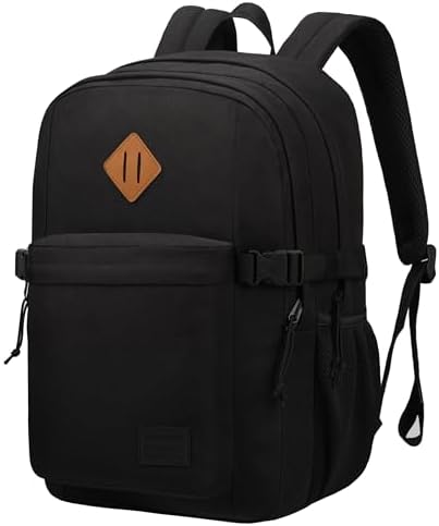 SUPACOOL Black Backpack For School, Bookbag for Boys, Girls and Kids, Boys backpacks, Laptop Compartment,Travel Backpack for Men and Women(Black)