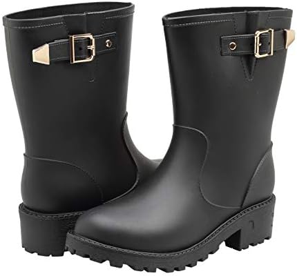 EYUSHIJIA Women&#39;s Short Rain Boots Waterproof Slip On Ankle Chelsea Booties