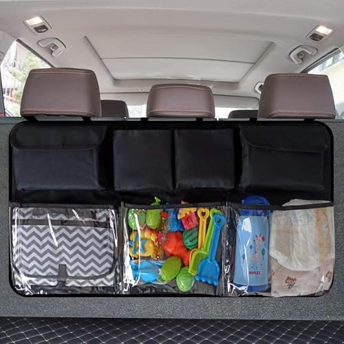 Snuopfy Car Trunk Organizer and Storage, Backseat Hanging Organizer for SUV, Truck, MPV,Van Collapsible Cargo Storage Bag with 7 Pockets, Car Interior Accessories for Men and Women