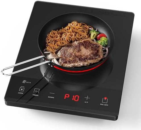 PAYISHO Electric Hot Plate Single Burner Portable Ceramic Cooktop For Cooking Ultra-thin Electric Stove Infrared Burner Cooker,24-Hour Timer Child Safety Lock,Compatible With All Cookware 1800W