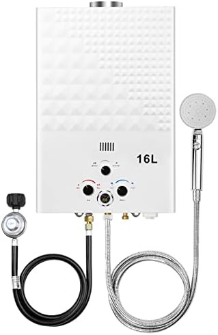 Tankless Water Heater Propane 4.21GPM 16L Outdoor Portable GasHot Water Heater Instant Propane Water Heater with Digital Display Multi-Protection for Camping Trips Boat Cabins