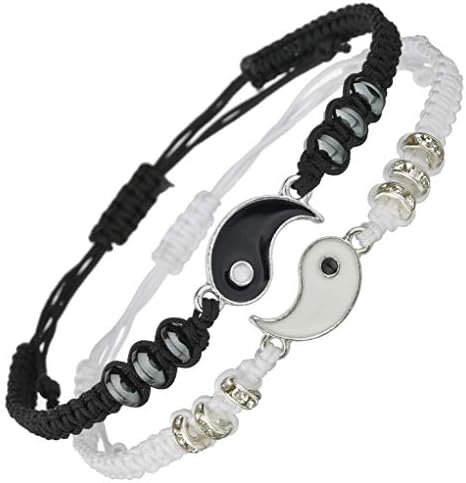 Best Friend Bracelet is suitable for 2 matching yin-yang adjustable rope bracelets, suitable for friends, boyfriends, girlfriends, Valentine's Day gifts