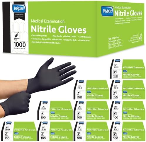 Inspire Black Nitrile Gloves  THE ORIGINAL Quality Black Gloves Disposable Latex Free  4.5 Cooking