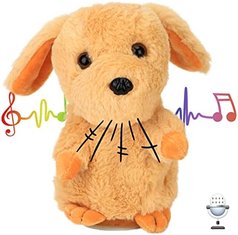 Hopearl Talking Puppy Repeats What You Say Dog Nodding Electric Interactive Animated Toy Speaking Plush Buddy Gift for Toddlers, Brown, 7&#39;&#39;