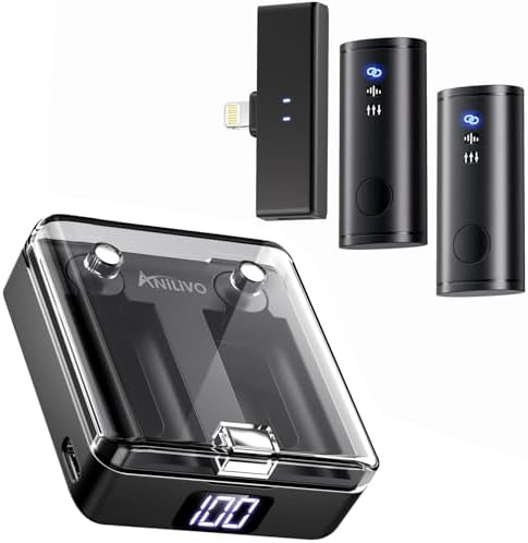 Wireless Lavalier Microphone for Phone\/Pad (Lightning Port Only), HiFi Recording, Precise Noise Reduction, 40Hrs Battery, Magnetic Clip Phone Microphone for Video Recording Vlogging